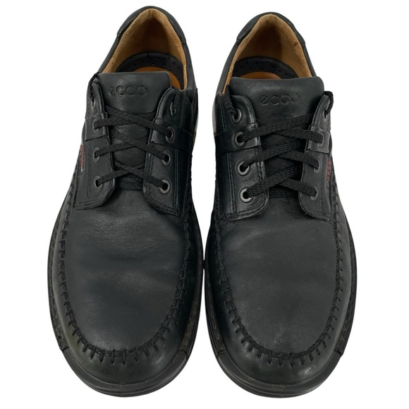 Ecco Fusion Moc Toe Tie Mens Leather Comfort Shoes Oxfords Black Size 9-9.5 (43) - Picture 1 of 13